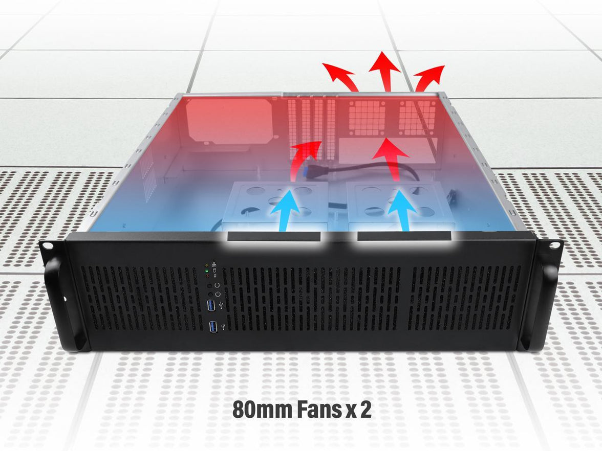 Rosewill 3U Server Chassis Rackmount Case, 6x 3.5" Bays, E-ATX Compatible, 2x 80mm Fans, 2x USB 3.0, Silver/Black - RSV-Z3200U