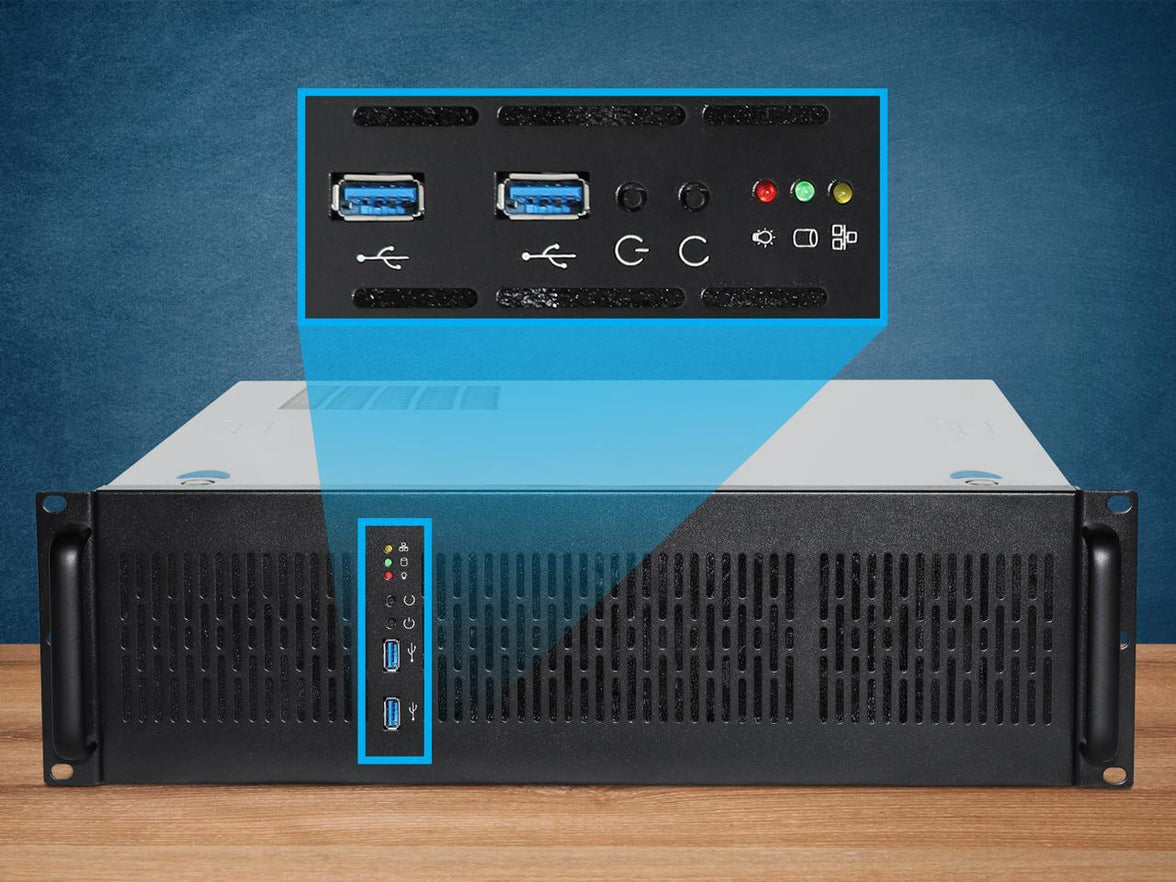 Rosewill 3U Server Chassis Rackmount Case, 6x 3.5" Bays, E-ATX Compatible, 2x 80mm Fans, 2x USB 3.0, Silver/Black - RSV-Z3200U