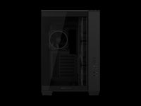 ASUS A32 PLUS Black ATX gaming PC case, support 360mm radiators and 420mm graphics cards, dual-chamber chassis for independent cooling zones, four pre-installed ARGB fans and clean cable management