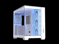 ASUS A32 PLUS White ATX gaming PC case, support 360mm radiators and 420mm graphics cards, dual-chamber chassis for independent cooling zones, four pre-installed ARGB fans and clean cable management