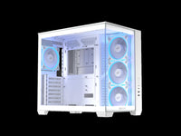 ASUS A32 PLUS White ATX gaming PC case, support 360mm radiators and 420mm graphics cards, dual-chamber chassis for independent cooling zones, four pre-installed ARGB fans and clean cable management