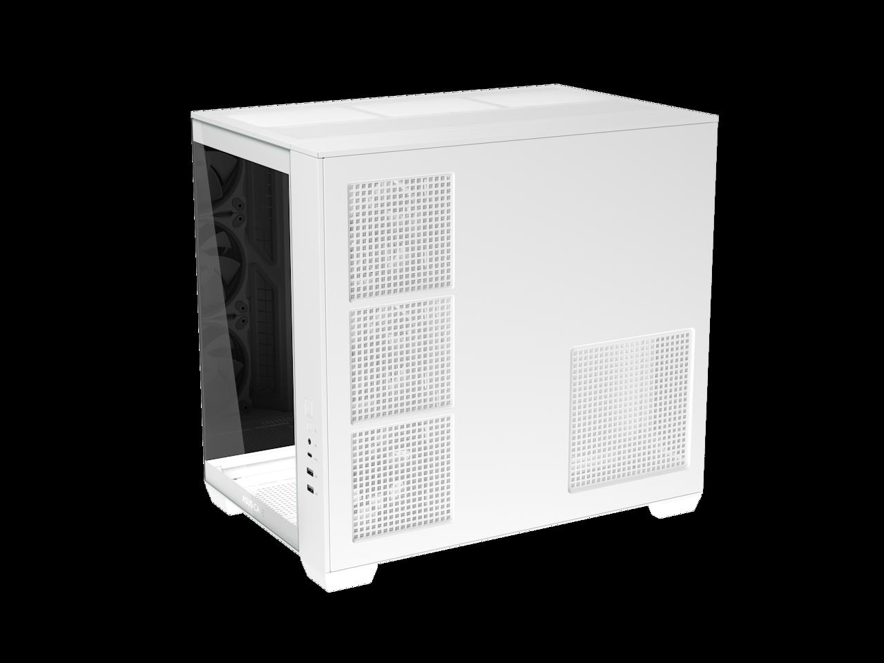 ASUS A32 PLUS White ATX gaming PC case, support 360mm radiators and 420mm graphics cards, dual-chamber chassis for independent cooling zones, four pre-installed ARGB fans and clean cable management