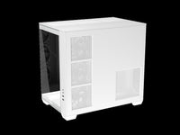 ASUS A32 PLUS White ATX gaming PC case, support 360mm radiators and 420mm graphics cards, dual-chamber chassis for independent cooling zones, four pre-installed ARGB fans and clean cable management