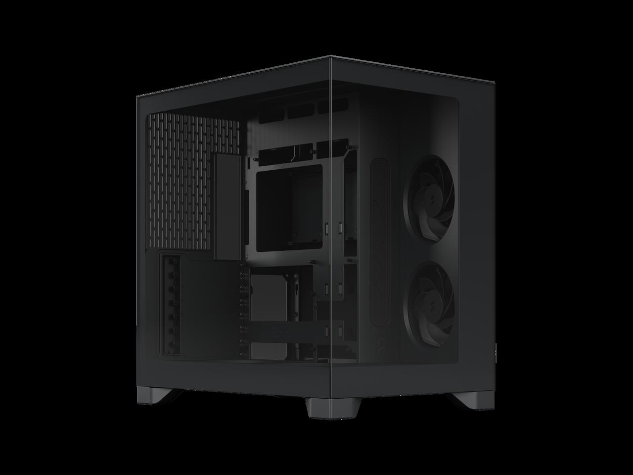 Fractal Design Pop 2 Vision Black - Dual-Chamber PC Gaming Case - Front and Side Glass Panels- Four 120 mm Reverse Blade Fans Included - Spacious Interior - E-ATX (up to 280 mm) ATX/mATX/ITX