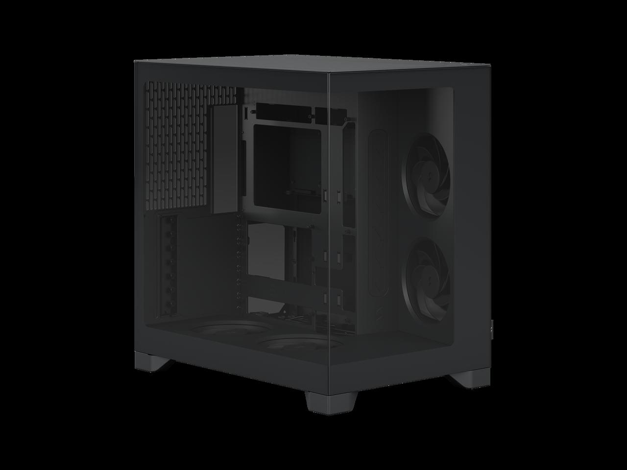 Fractal Design Pop 2 Vision Black - Dual-Chamber PC Gaming Case - Front and Side Glass Panels- Four 120 mm Reverse Blade Fans Included - Spacious Interior - E-ATX (up to 280 mm) ATX/mATX/ITX