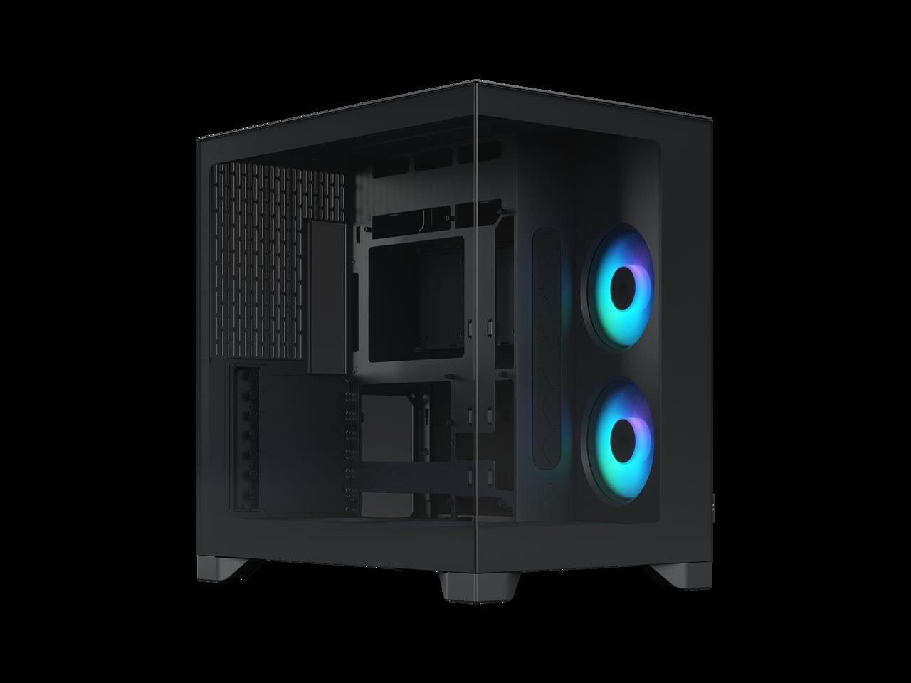 Fractal Design Pop 2 Vision Black RGB - Dual-Chamber PC Gaming Case - Front and Side Glass Panels- Four 120 mm Reverse Blade RGB Fans Included - Spacious Interior - E-ATX (up to 280 mm) ATX/mATX/ITX