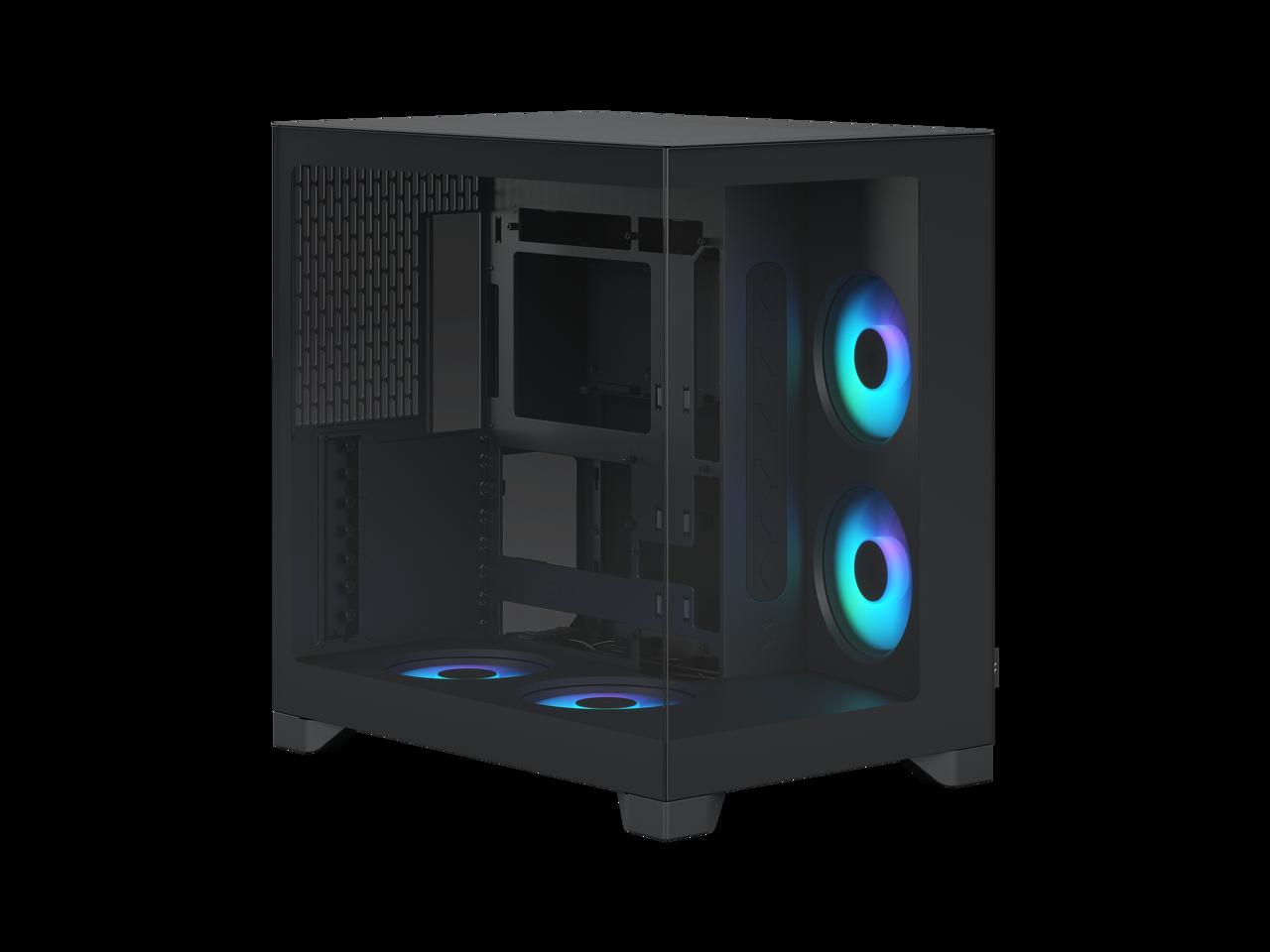 Fractal Design Pop 2 Vision Black RGB - Dual-Chamber PC Gaming Case - Front and Side Glass Panels- Four 120 mm Reverse Blade RGB Fans Included - Spacious Interior - E-ATX (up to 280 mm) ATX/mATX/ITX
