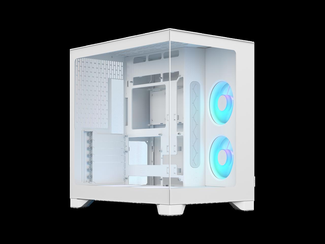 Fractal Design Pop 2 Vision White RGB - Dual-Chamber PC Gaming Case - Front and Side Glass Panels- Four 120 mm Reverse Blade RGB Fans Included - Spacious Interior - E-ATX (up to 280 mm) ATX/mATX/ITX