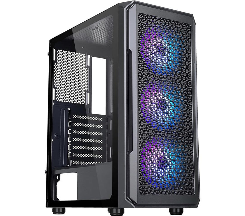 DIYPC S3-BK-ARGB Black USB3.0 Steel/ Tempered Glass ATX Mid Tower Gaming Computer Case w/ Tempered Glass Panel and 3 x ARGB LED Fans x Front (Pre-Installed)