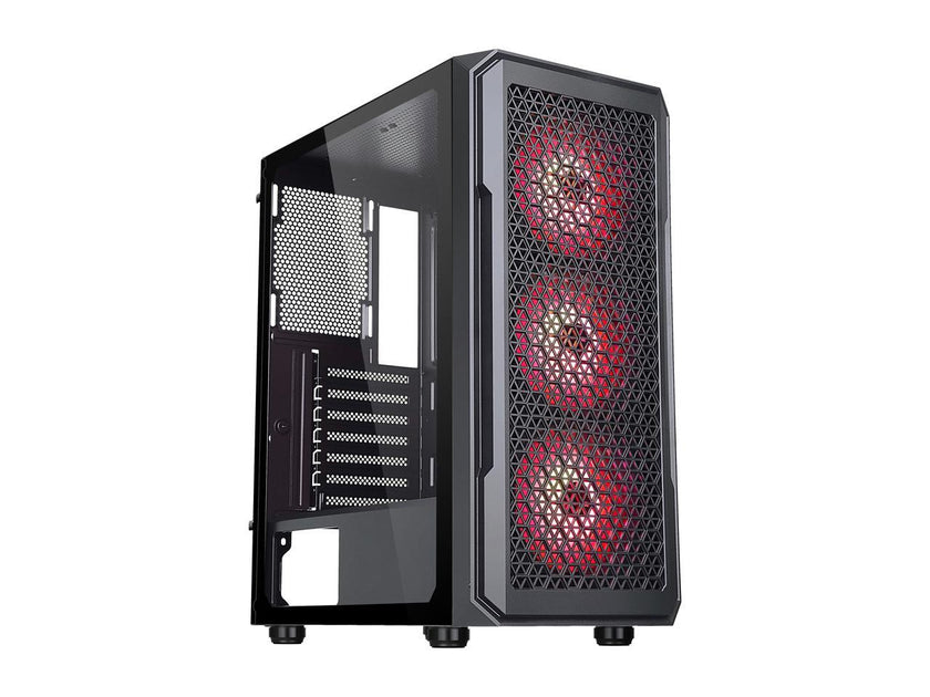 DIYPC S3-BK-ARGB Black USB3.0 Steel/ Tempered Glass ATX Mid Tower Gaming Computer Case w/ Tempered Glass Panel and 3 x ARGB LED Fans x Front (Pre-Installed)