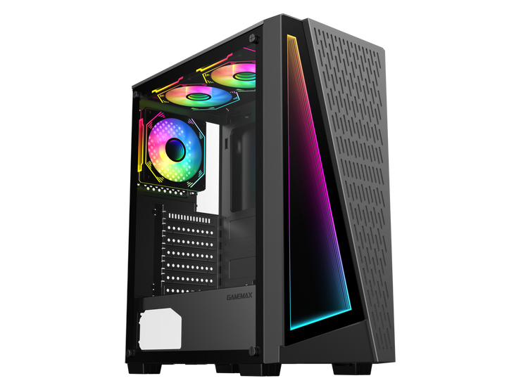 GAMEMAX Prism Premium Mid Tower USB3.0 Tempered Glass ATX Gaming Case w/3 x ARGB Fans (Pre-Installed)