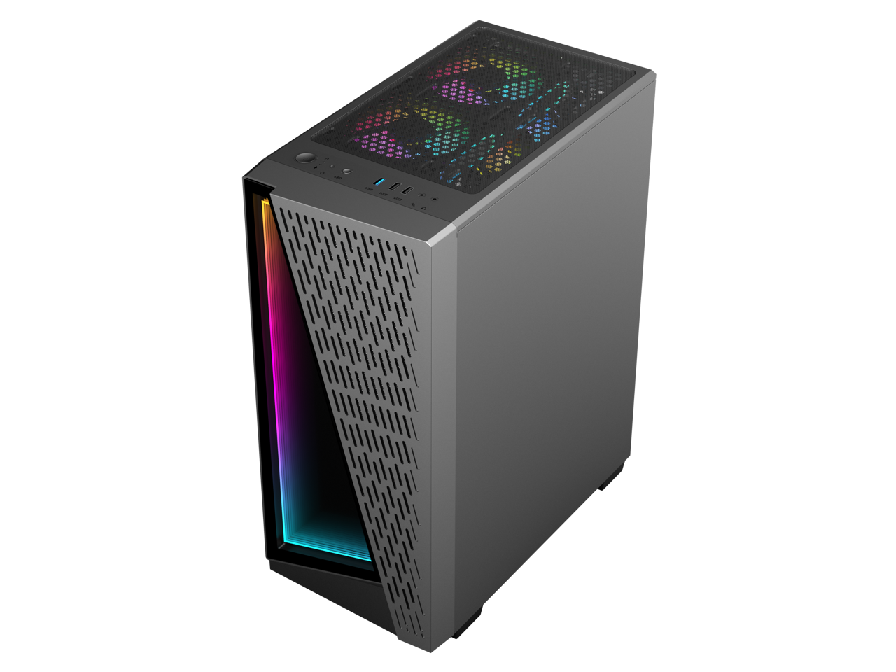 GAMEMAX Prism Premium Mid Tower USB3.0 Tempered Glass ATX Gaming Case w/3 x ARGB Fans (Pre-Installed)