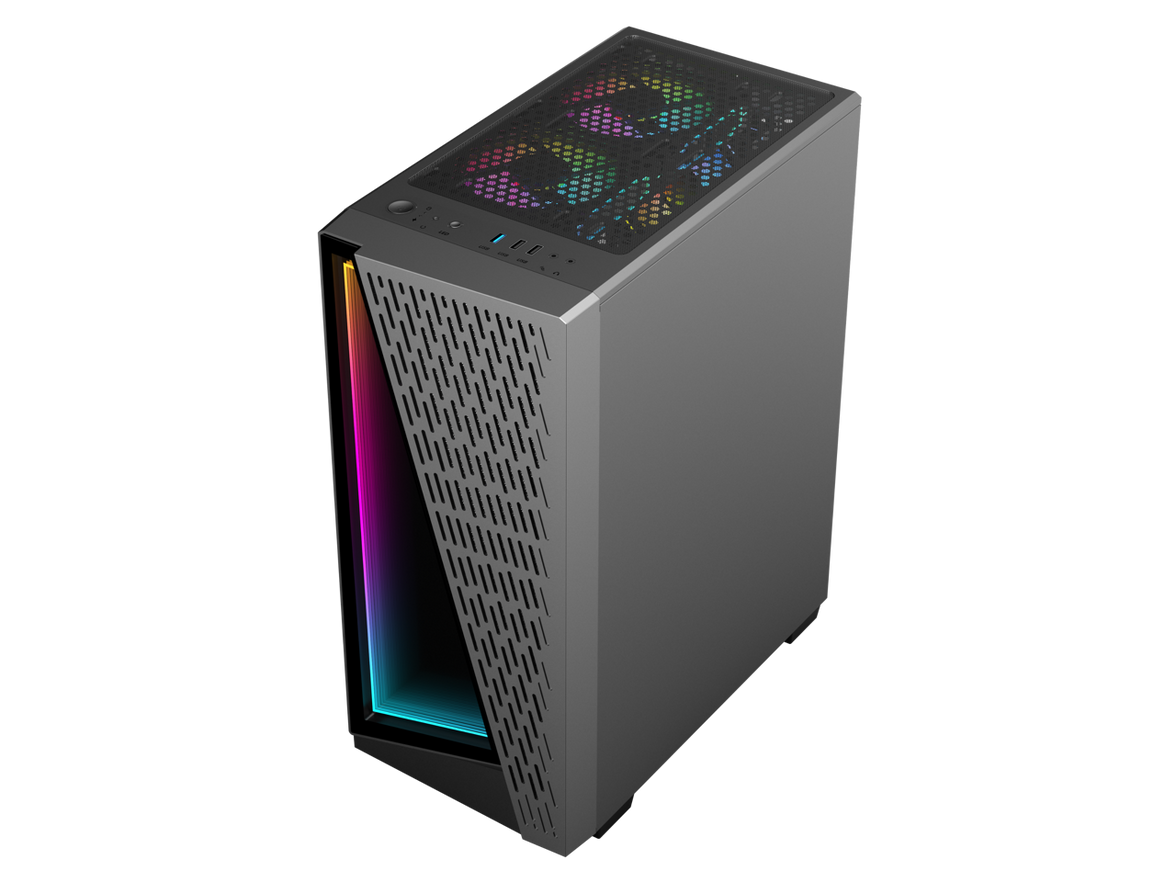 GAMEMAX Prism Premium Mid Tower USB3.0 Tempered Glass ATX Gaming Case w/3 x ARGB Fans (Pre-Installed)