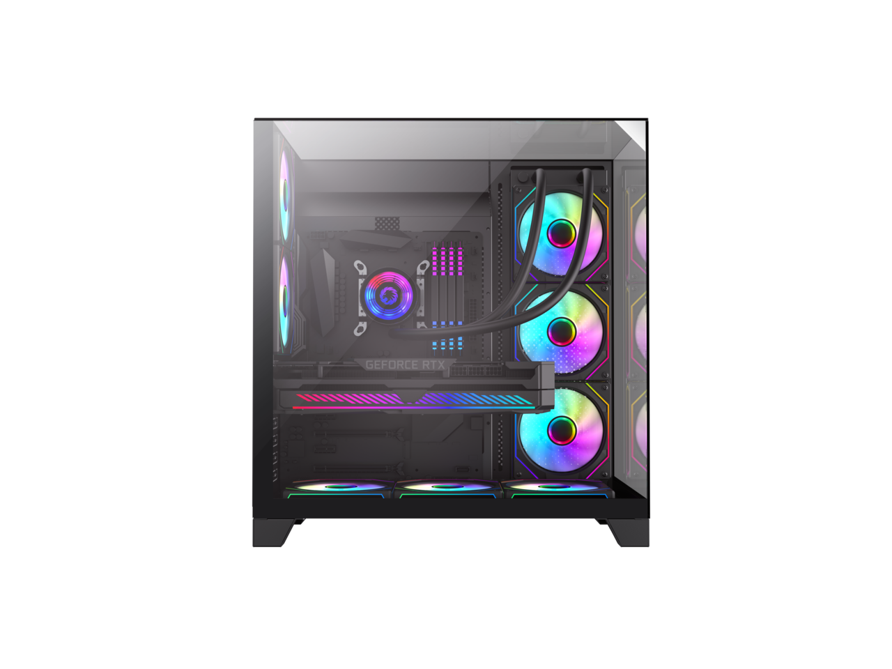 GAMEMAX Infinity Plus Black USB3.0 / Type C ATX Mid-Tower Gaming Computer Case w/3 x Tempered Glass Side Panel