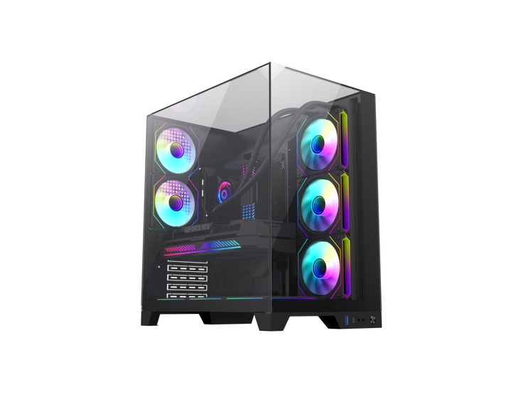 GAMEMAX Infinity Plus Black USB3.0 / Type C ATX Mid-Tower Gaming Computer Case w/3 x Tempered Glass Side Panel