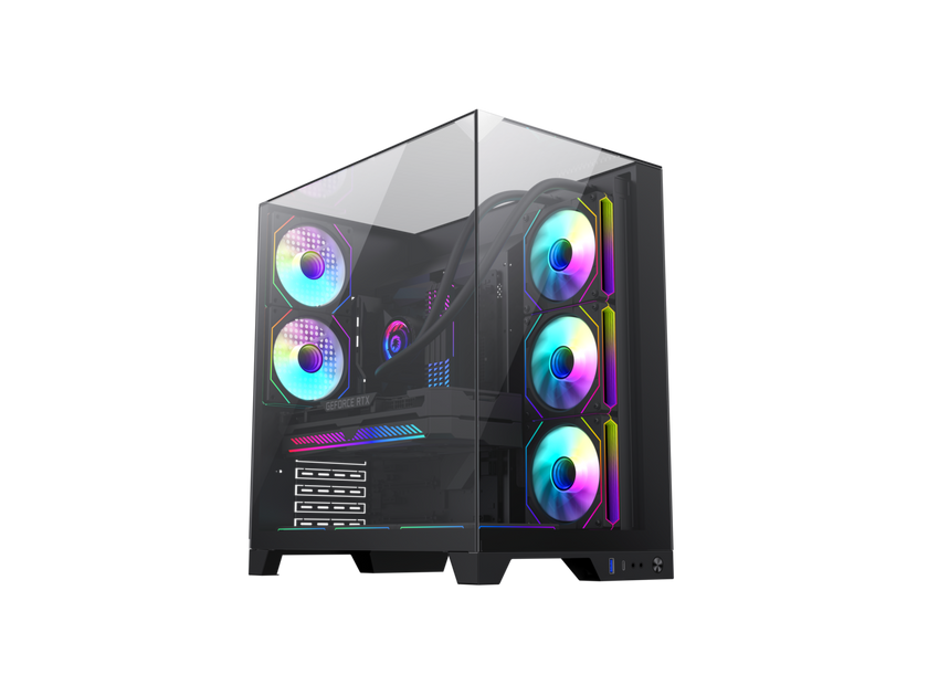 GAMEMAX Infinity Plus Black USB3.0 / Type C ATX Mid-Tower Gaming Computer Case w/3 x Tempered Glass Side Panel