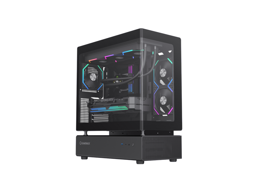 GAMEMAX Infinity N80 BK Black Tempered Glass USB3.0/Type C ATX Mid Tower Case w/6 ARGB Fans (Pre-Installed)