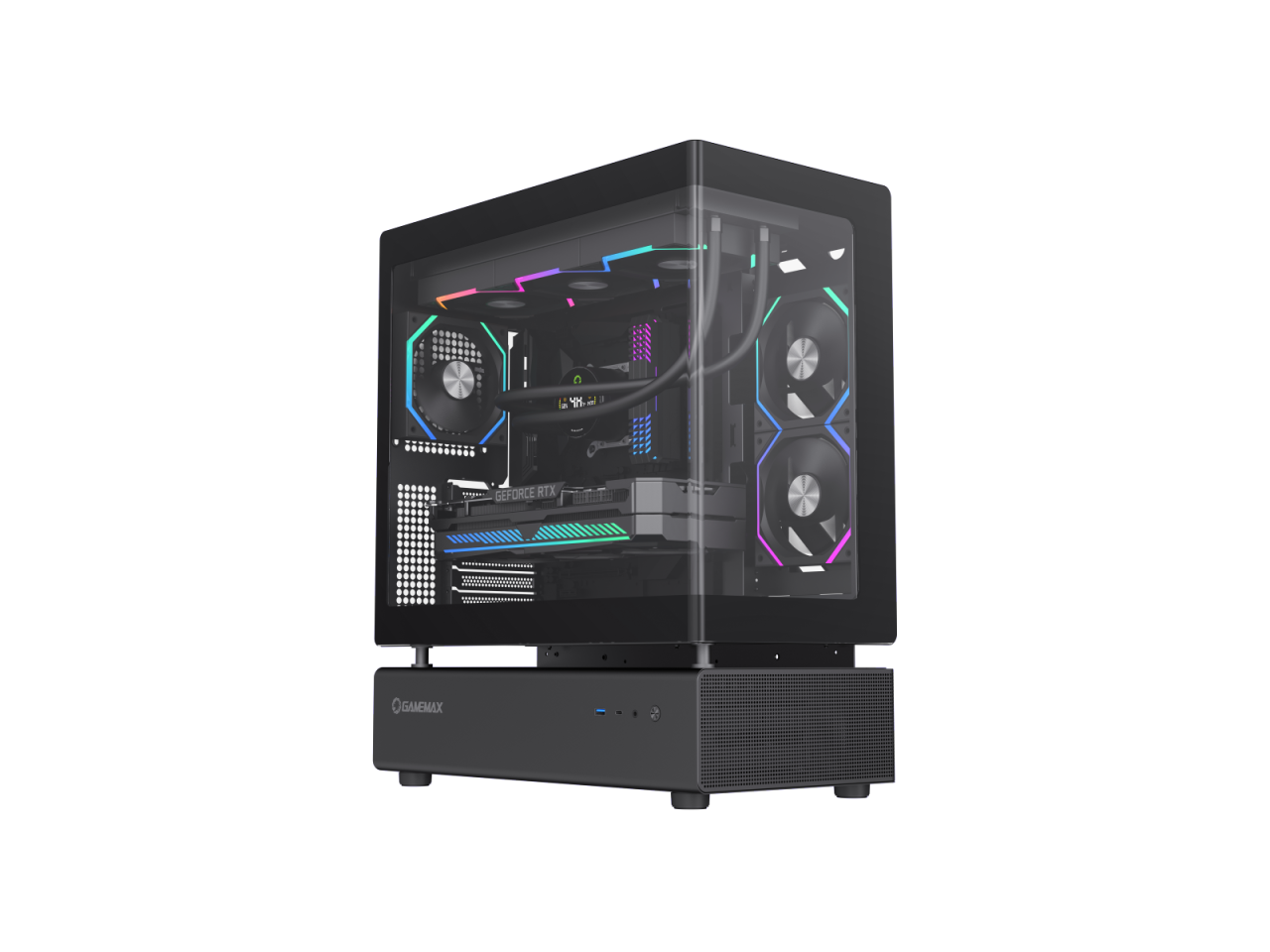 GAMEMAX Infinity N80 BK Black Tempered Glass USB3.0/Type C ATX Mid Tower Case w/6 ARGB Fans (Pre-Installed)