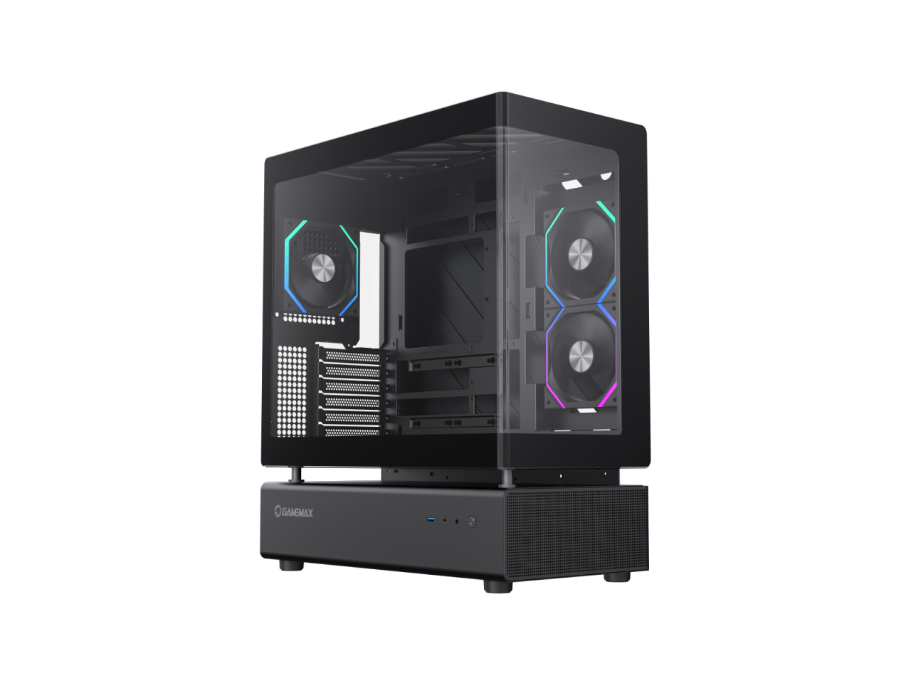 GAMEMAX Infinity N80 BK Black Tempered Glass USB3.0/Type C ATX Mid Tower Case w/6 ARGB Fans (Pre-Installed)