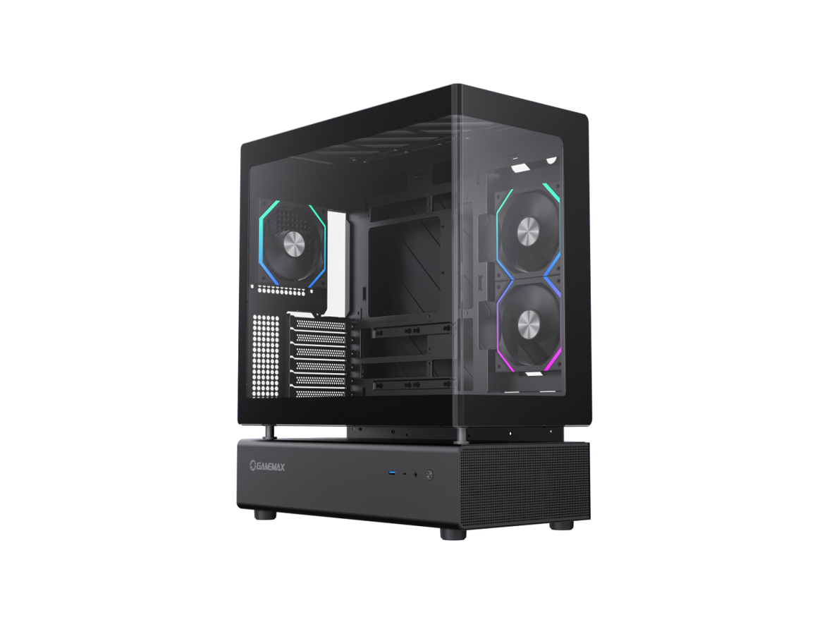 GAMEMAX Infinity N80 BK Black Tempered Glass USB3.0/Type C ATX Mid Tower Case w/6 ARGB Fans (Pre-Installed)