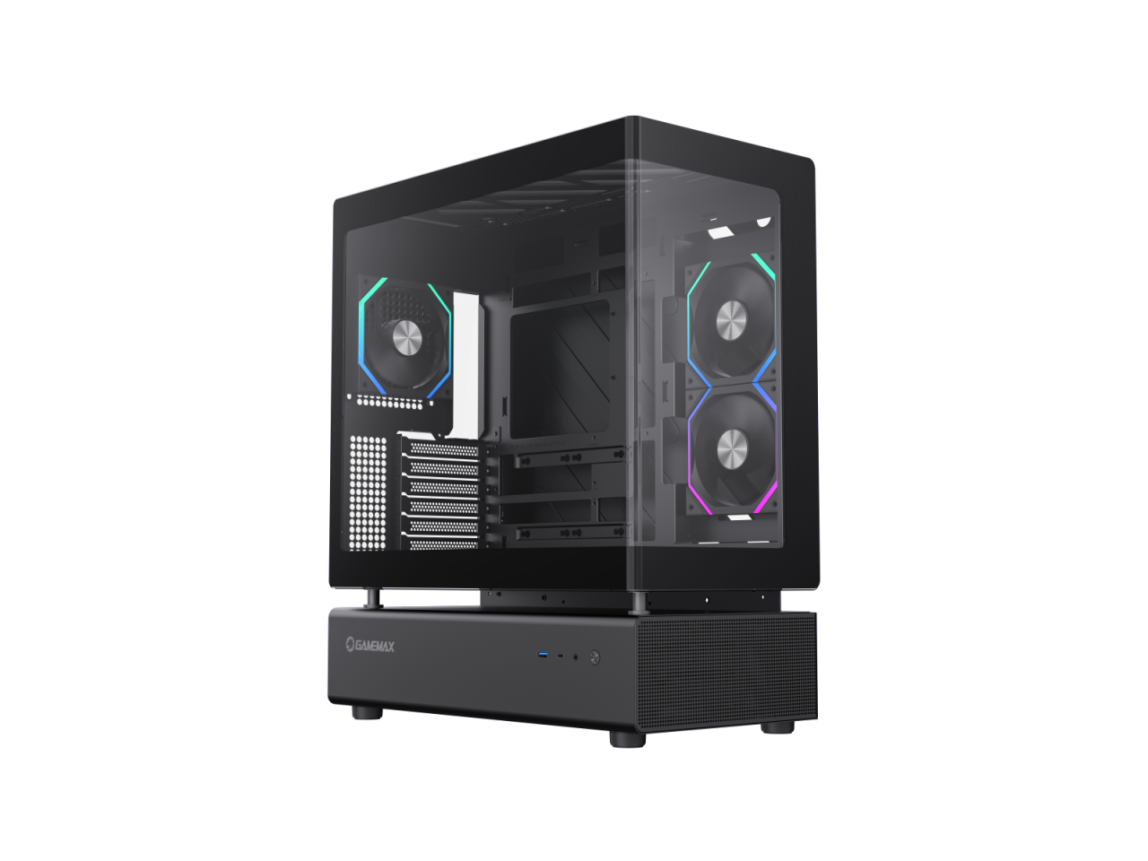 GAMEMAX Infinity N80 BK Black Tempered Glass USB3.0/Type C ATX Mid Tower Case w/6 ARGB Fans (Pre-Installed)