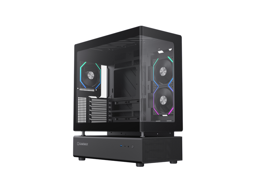 GAMEMAX Infinity N80 BK Black Tempered Glass USB3.0/Type C ATX Mid Tower Case w/6 ARGB Fans (Pre-Installed)