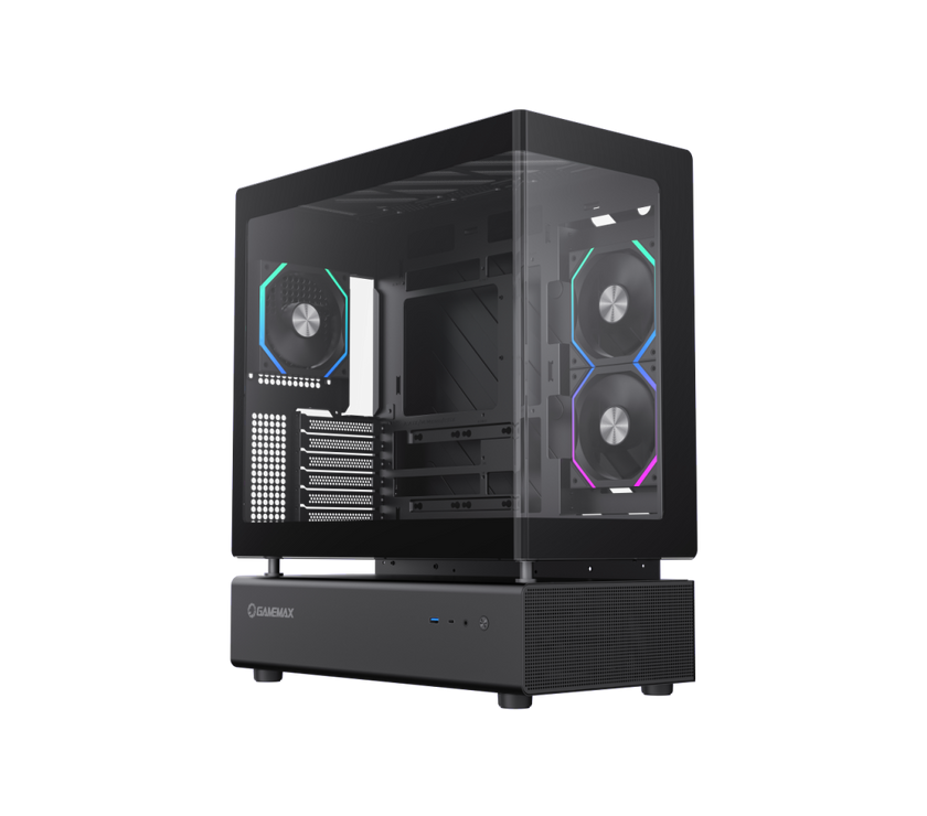 GAMEMAX Infinity N80 BK Black Tempered Glass USB3.0/Type C ATX Mid Tower Case w/6 ARGB Fans (Pre-Installed)