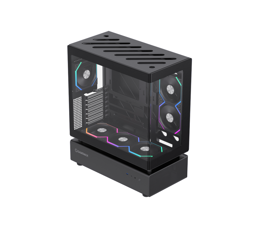 GAMEMAX Infinity N80 BK Black Tempered Glass USB3.0/Type C ATX Mid Tower Case w/6 ARGB Fans (Pre-Installed)