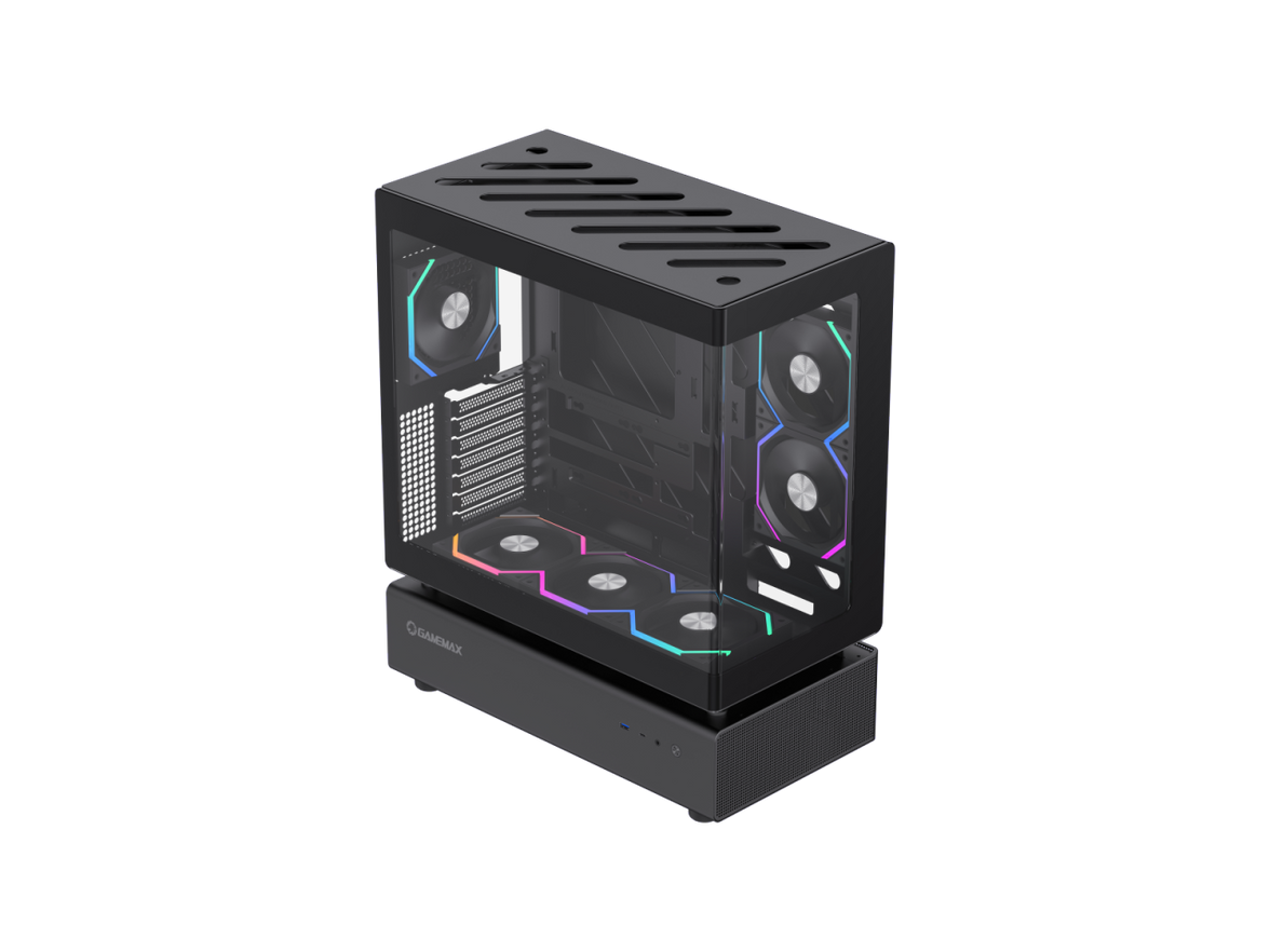 GAMEMAX Infinity N80 BK Black Tempered Glass USB3.0/Type C ATX Mid Tower Case w/6 ARGB Fans (Pre-Installed)