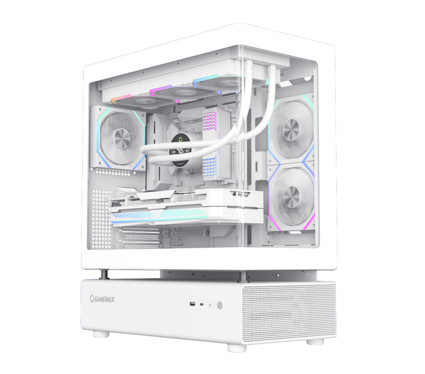 GAMEMAX Infinity N80 WH White Tempered Glass USB3.0/Type C ATX Mid Tower Case w/6 ARGB Fans (Pre-Installed)