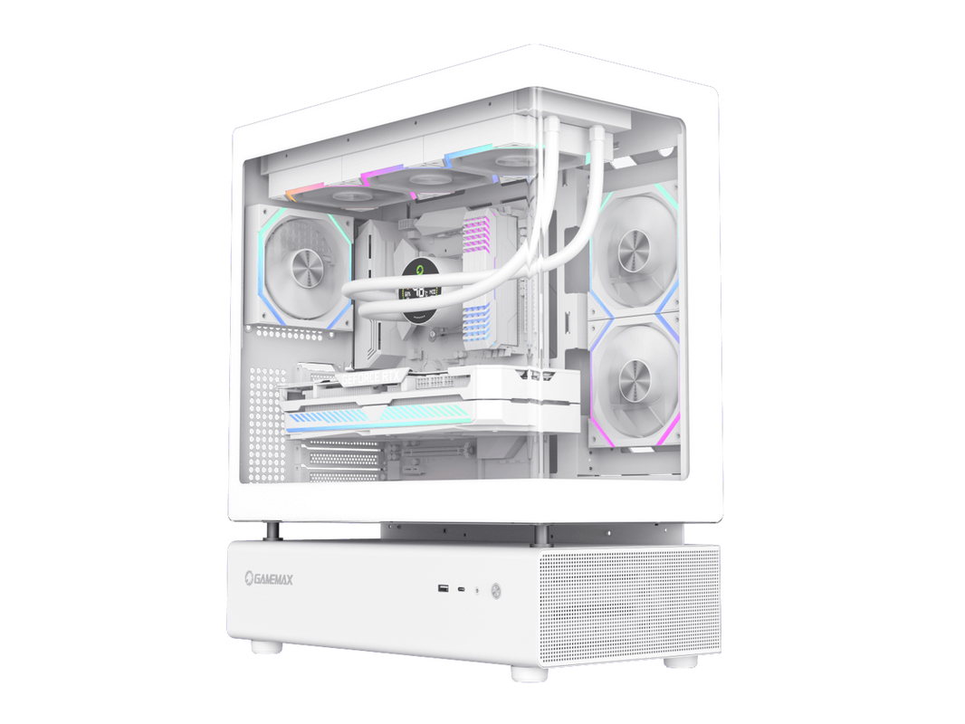 GAMEMAX Infinity N80 WH White Tempered Glass USB3.0/Type C ATX Mid Tower Case w/6 ARGB Fans (Pre-Installed)