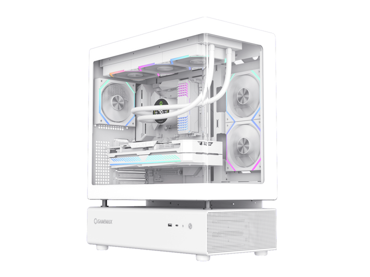 GAMEMAX Infinity N80 WH White Tempered Glass USB3.0/Type C ATX Mid Tower Case w/6 ARGB Fans (Pre-Installed)