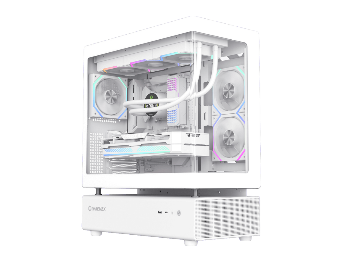 GAMEMAX Infinity N80 WH White Tempered Glass USB3.0/Type C ATX Mid Tower Case w/6 ARGB Fans (Pre-Installed)