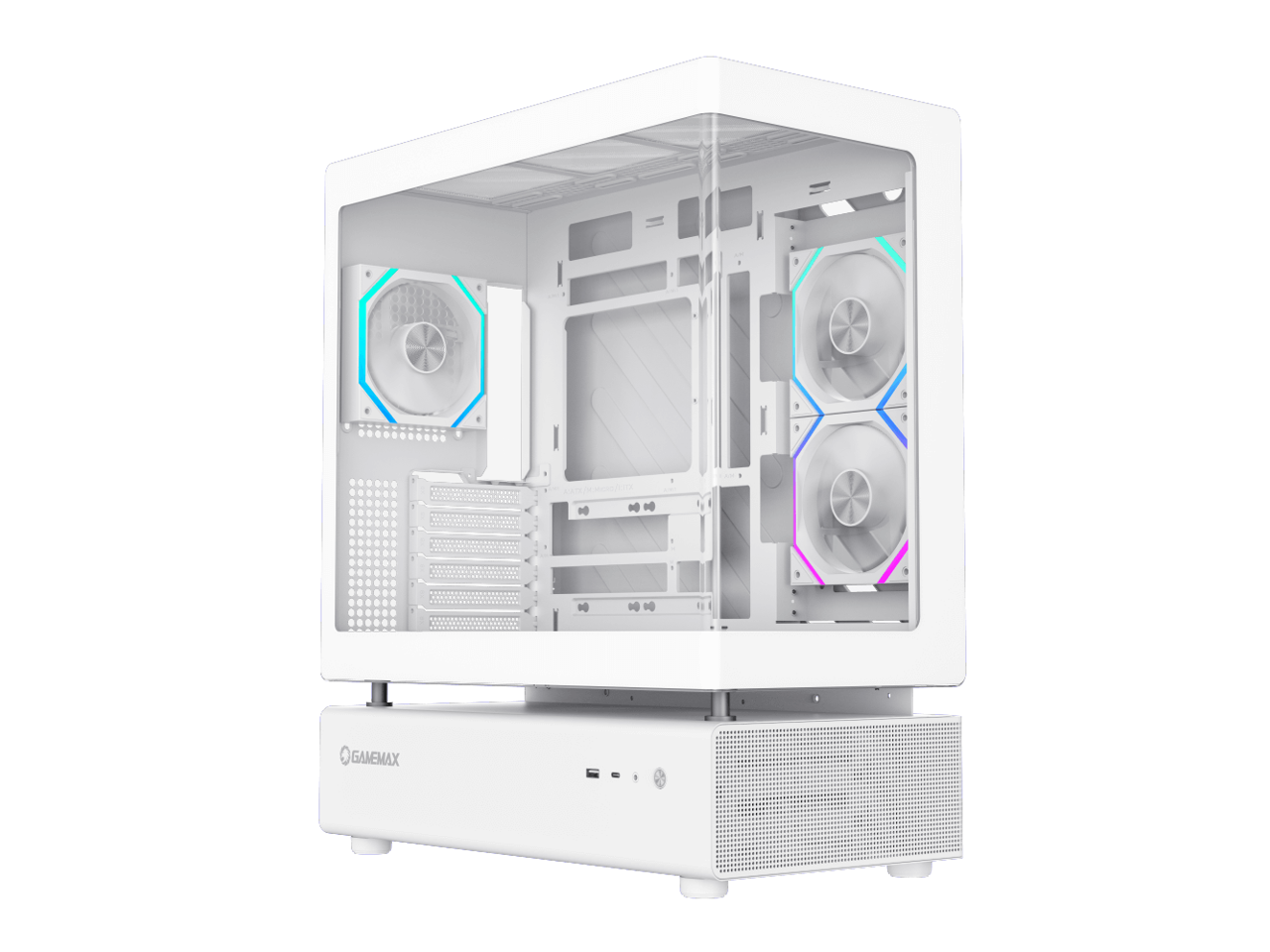 GAMEMAX Infinity N80 WH White Tempered Glass USB3.0/Type C ATX Mid Tower Case w/6 ARGB Fans (Pre-Installed)