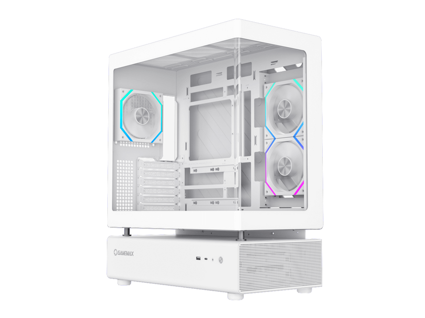 GAMEMAX Infinity N80 WH White Tempered Glass USB3.0/Type C ATX Mid Tower Case w/6 ARGB Fans (Pre-Installed)