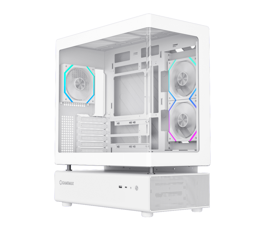 GAMEMAX Infinity N80 WH White Tempered Glass USB3.0/Type C ATX Mid Tower Case w/6 ARGB Fans (Pre-Installed)