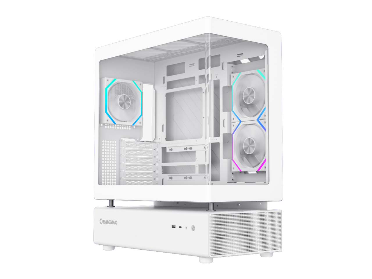 GAMEMAX Infinity N80 WH White Tempered Glass USB3.0/Type C ATX Mid Tower Case w/6 ARGB Fans (Pre-Installed)