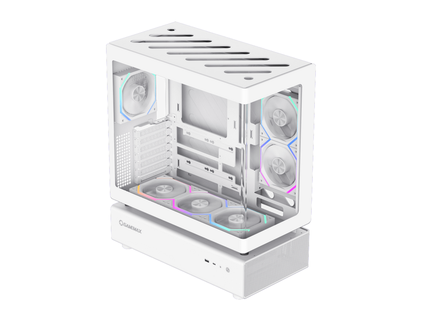 GAMEMAX Infinity N80 WH White Tempered Glass USB3.0/Type C ATX Mid Tower Case w/6 ARGB Fans (Pre-Installed)