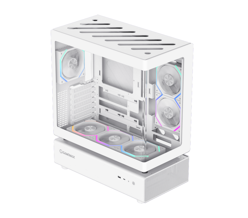 GAMEMAX Infinity N80 WH White Tempered Glass USB3.0/Type C ATX Mid Tower Case w/6 ARGB Fans (Pre-Installed)