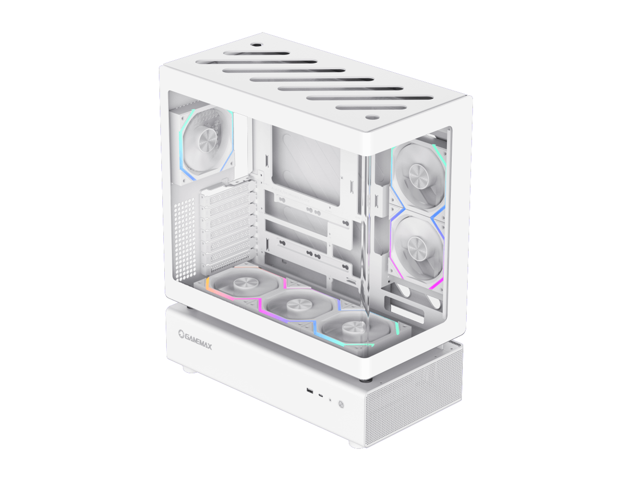 GAMEMAX Infinity N80 WH White Tempered Glass USB3.0/Type C ATX Mid Tower Case w/6 ARGB Fans (Pre-Installed)