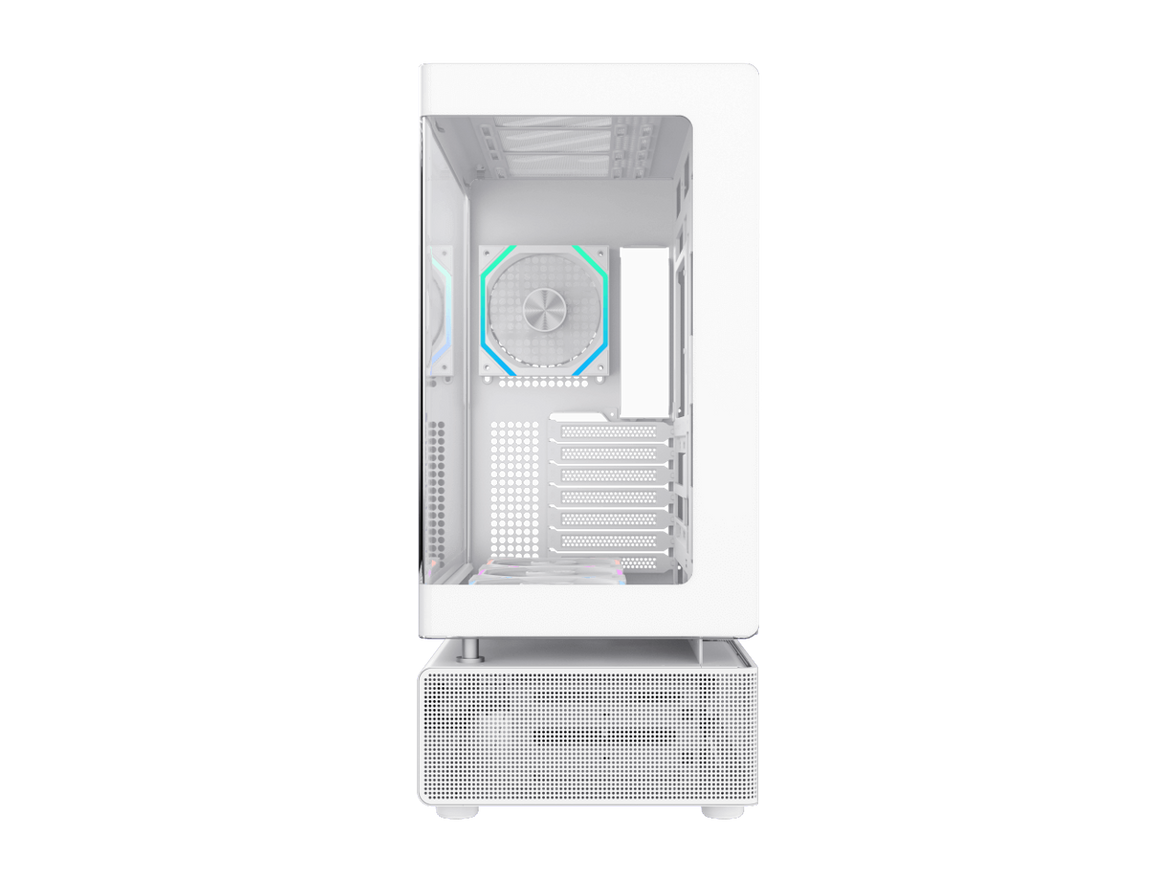 GAMEMAX Infinity N80 WH White Tempered Glass USB3.0/Type C ATX Mid Tower Case w/6 ARGB Fans (Pre-Installed)