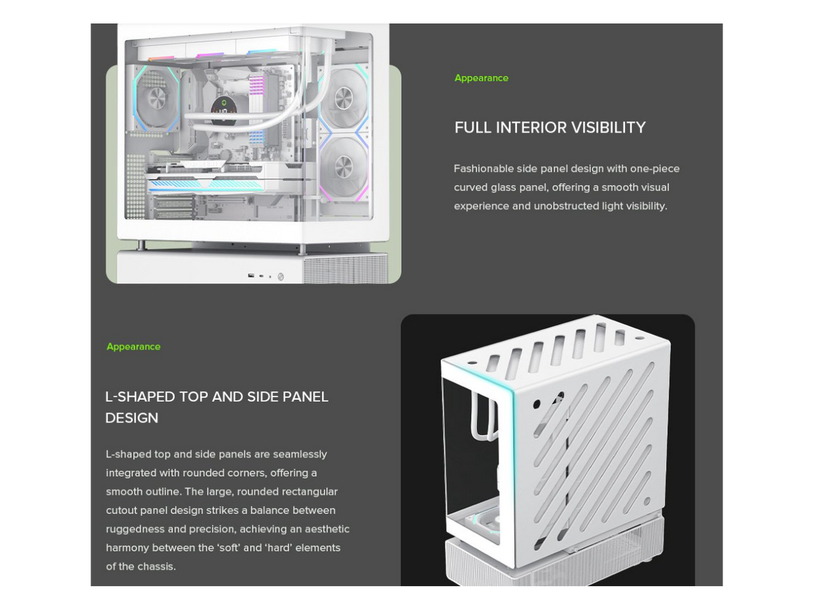 GAMEMAX Infinity N80 WH White Tempered Glass USB3.0/Type C ATX Mid Tower Case w/6 ARGB Fans (Pre-Installed)