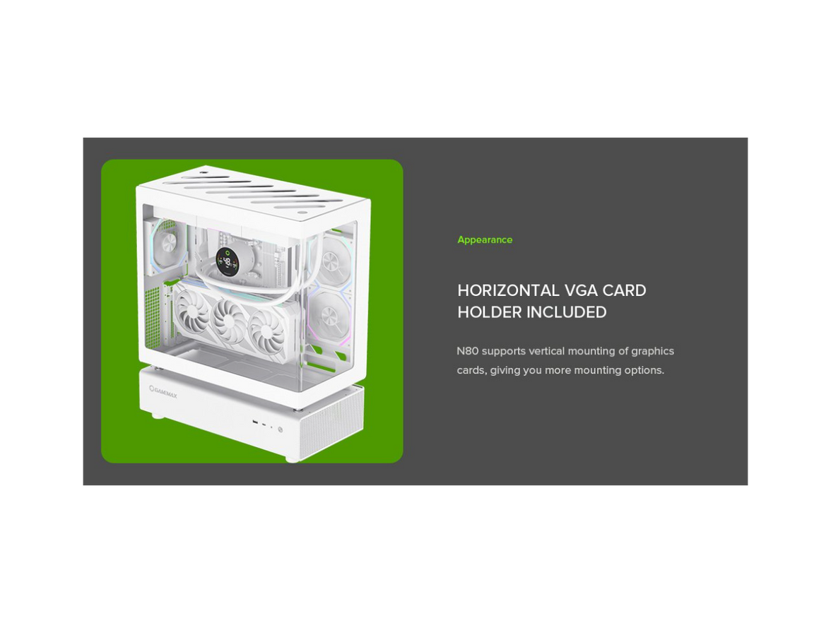 GAMEMAX Infinity N80 WH White Tempered Glass USB3.0/Type C ATX Mid Tower Case w/6 ARGB Fans (Pre-Installed)