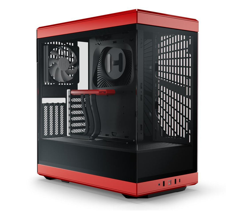 HYTE Y40 Mainstream Vertical GPU Case ATX Mid Tower Gaming Case with PCI Express 4.0 x 16 Riser Cable Included, Black/Red