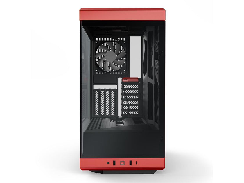 HYTE Y40 Mainstream Vertical GPU Case ATX Mid Tower Gaming Case with PCI Express 4.0 x 16 Riser Cable Included, Black/Red