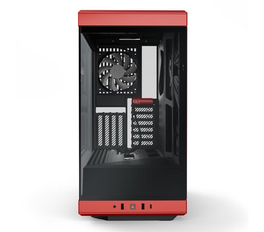 HYTE Y40 Mainstream Vertical GPU Case ATX Mid Tower Gaming Case with PCI Express 4.0 x 16 Riser Cable Included, Black/Red