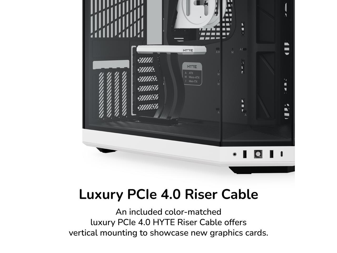 HYTE Y70 CS-HYTE-Y70-BW Dual Chamber Mid-Tower ATX Case with PCIe 4.0 Express Riser Cable Included, White/Black