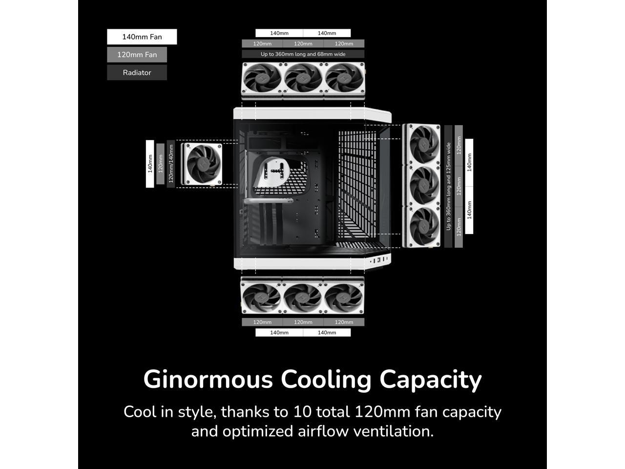 HYTE Y70 CS-HYTE-Y70-BW Dual Chamber Mid-Tower ATX Case with PCIe 4.0 Express Riser Cable Included, White/Black