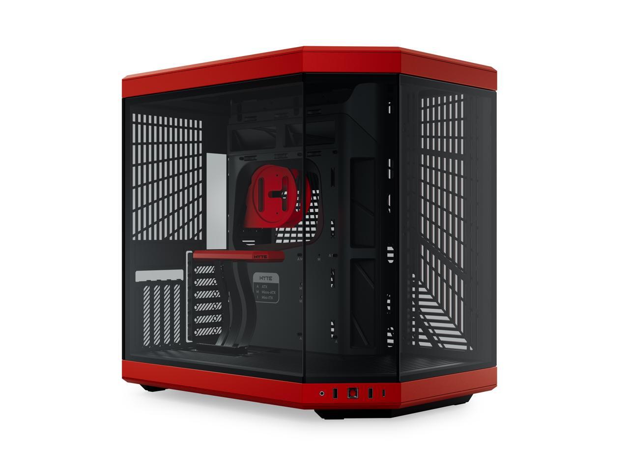 HYTE Y70 CS-HYTE-Y70-BR Dual Chamber Mid-Tower ATX Case with PCIe 4.0 Express Riser Cable Included, Red/Black