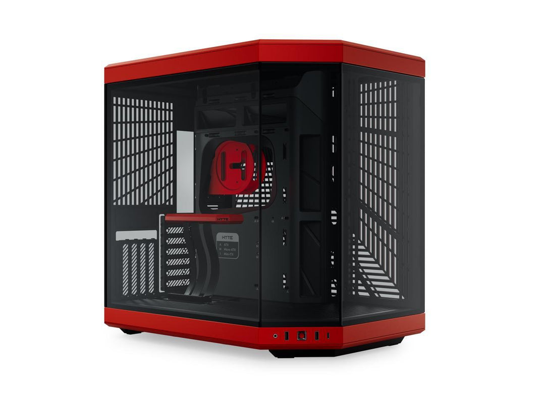 HYTE Y70 CS-HYTE-Y70-BR Dual Chamber Mid-Tower ATX Case with PCIe 4.0 Express Riser Cable Included, Red/Black